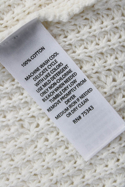 Max Studio Women White Cotton Turtleneck Sleeveless Pullover Vest Size S