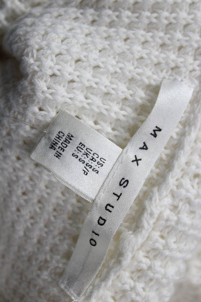 Max Studio Women White Cotton Turtleneck Sleeveless Pullover Vest Size S