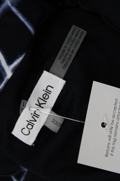 Calvin Klein Women Sheath Dress Black Check Long Crew Neck Zip Size M