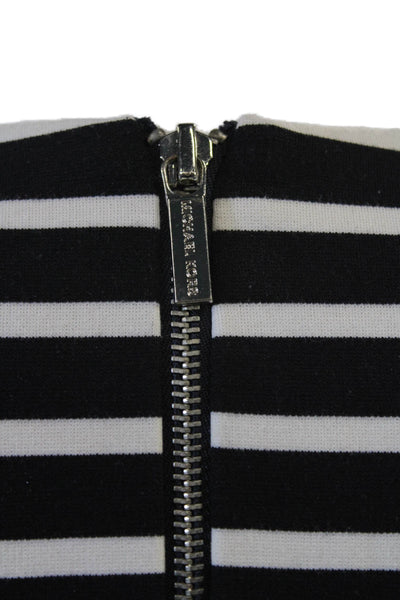 Michael Michael Kors Women Black Striped Sheath Dress Long Sleeve Size S