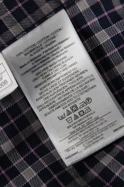 Brooks Brothers Mens Cotton Collared Plaid Print Button Down Shirt Blue Size M