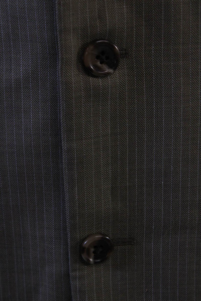 Joseph Abboud Mens 2 Piece Brown Striped Wool Suit Button Jacket Pants Size 42