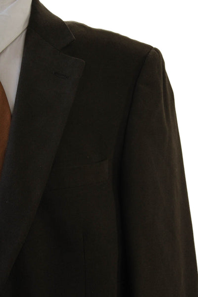 Andrew Fezza Mens Brown Collared Button Blazer Polyester Long Sleeve Size 42