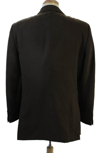 Andrew Fezza Mens Brown Collared Button Blazer Polyester Long Sleeve Size 42
