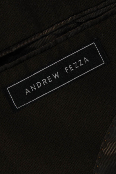 Andrew Fezza Mens Brown Collared Button Blazer Polyester Long Sleeve Size 42