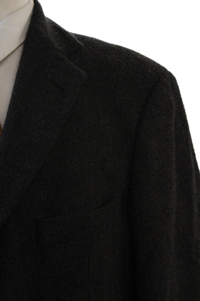 Hugo Boss Mens Dark Gray Virgin Wool Sport Coat Collared Button Size 48