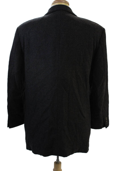 Hugo Boss Mens Dark Gray Virgin Wool Sport Coat Collared Button Size 48
