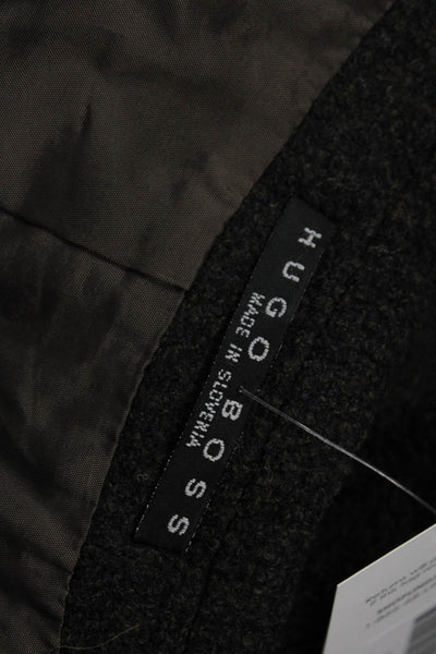 Hugo Boss Mens Dark Gray Virgin Wool Sport Coat Collared Button Size 48