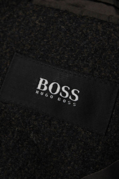 Hugo Boss Mens Dark Gray Virgin Wool Sport Coat Collared Button Size 48