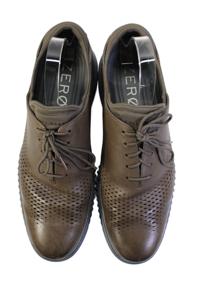 Cole Haan Mens Leather Cut Out Detail Lace Up Sneakers Brown Size 11.5