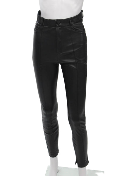 Zara Women Black Biker Ankle Jeggings PU 29in Inseam Size S