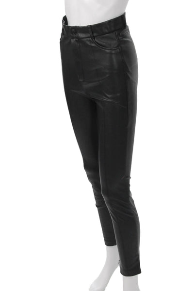 Zara Women Black Biker Ankle Jeggings PU 29in Inseam Size S