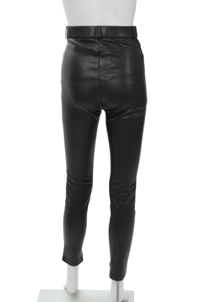 Zara Women Black Biker Ankle Jeggings PU 29in Inseam Size S