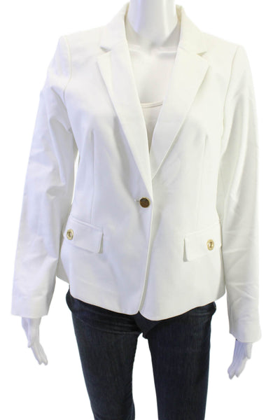 Calvin Klein Women White Blazer Button Long Sleeve Size 12P