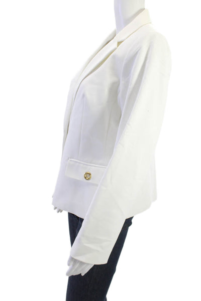 Calvin Klein Women White Blazer Button Long Sleeve Size 12P