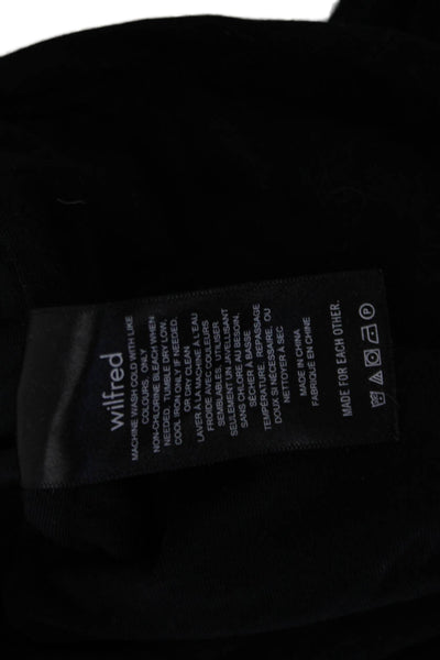 Wilfred Women Cropped Black Square Neck Long Sleeve Top Size L