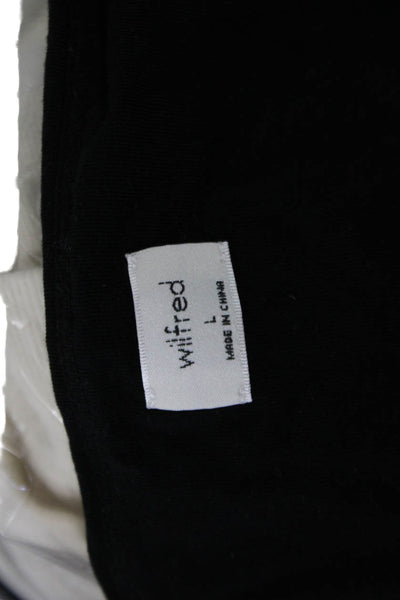 Wilfred Women Cropped Black Square Neck Long Sleeve Top Size L