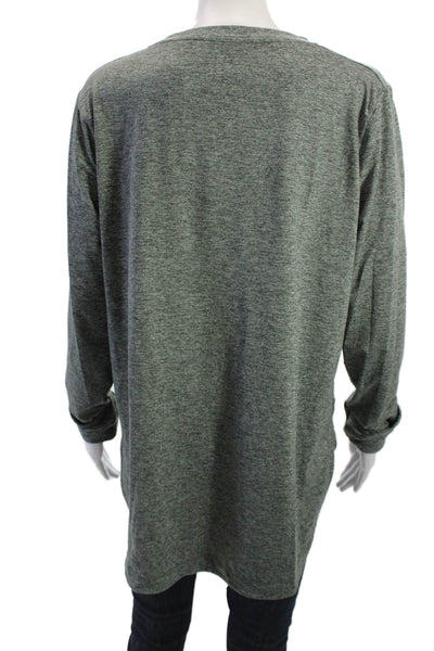 Athleta Women Basic Long Sleeve Crew Neck Gray Polyester T-Shirt Size L