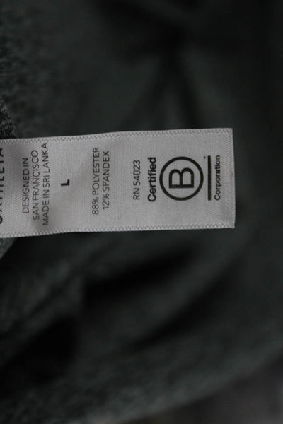 Athleta Women Basic Long Sleeve Crew Neck Gray Polyester T-Shirt Size L