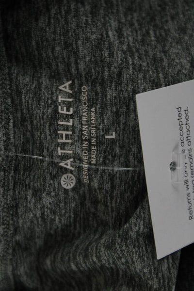 Athleta Women Basic Long Sleeve Crew Neck Gray Polyester T-Shirt Size L