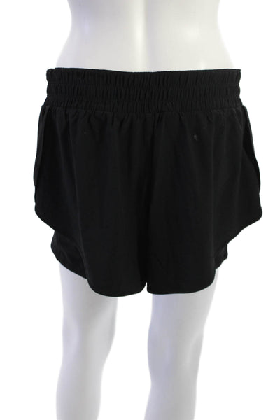 Athleta Unisex Sweat Shorts Black Polyester Spandex Size L