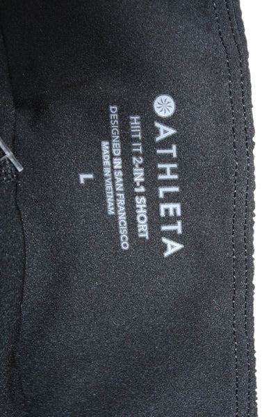 Athleta Unisex Sweat Shorts Black Polyester Spandex Size L