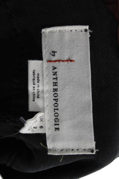 Anthropologie Womens Cargo Capri Pants Black Button 100% Lyocell Size 2