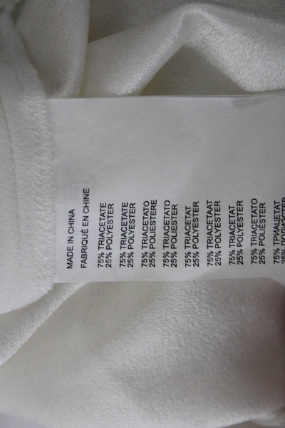 Club Monaco Womens White Cropped Blouse Long Sleeve Round Neck Size M