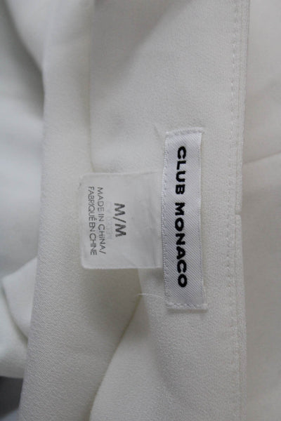 Club Monaco Womens White Cropped Blouse Long Sleeve Round Neck Size M