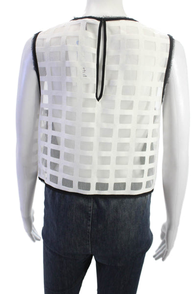Intermix Women Cropped Black Geometric Sleeveless Tank Crew Neck Size M