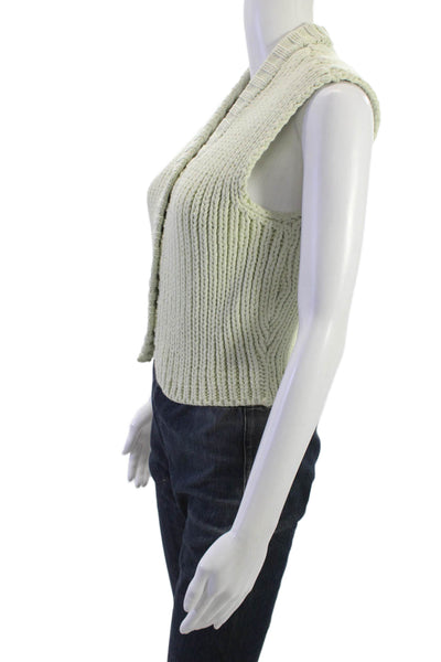 Source Unknown Unisex Cardigan Sleeveless V-Neck Beige 90s Button Size S