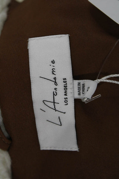 L'Academie Unisex Brown Collared Buckle Bomber Jacket Polyurethane Size XS