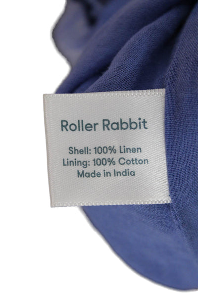 Roller Rabbit Womens Blue Linen Floral V Neck Sundress Sleeveless Knee Size L