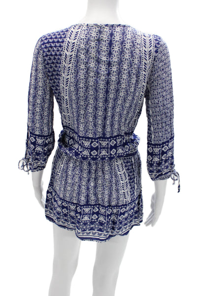 Green Dragon Womens Blue Shift Dress 3/4 Sleeve Geometric Rayon Size M