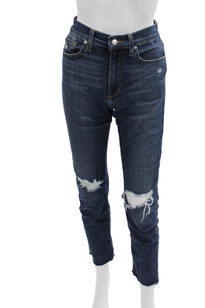 Joes Womens Ankle Straight Dark Blue Jeans Mid Rise Button 98% Cotton Size 25