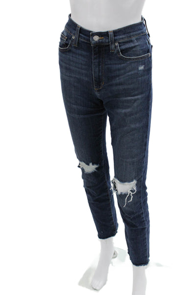 Joes Womens Ankle Straight Dark Blue Jeans Mid Rise Button 98% Cotton Size 25