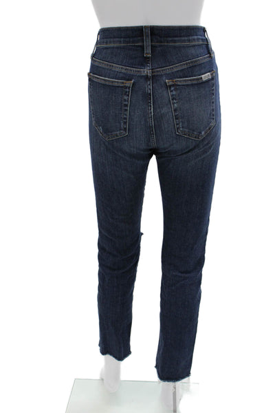 Joes Womens Ankle Straight Dark Blue Jeans Mid Rise Button 98% Cotton Size 25