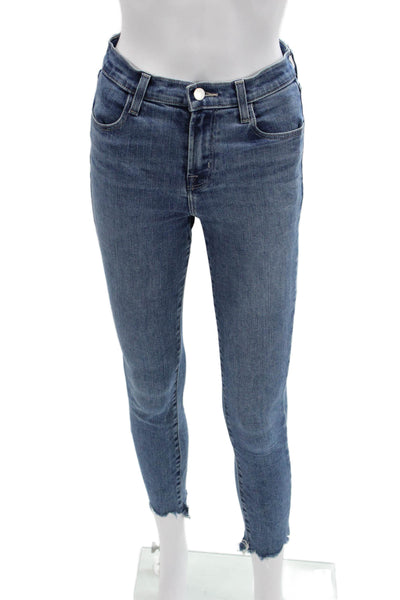 J Brand Womens Skinny Ankle Cropped Jeans Blue Mid Rise Size 25