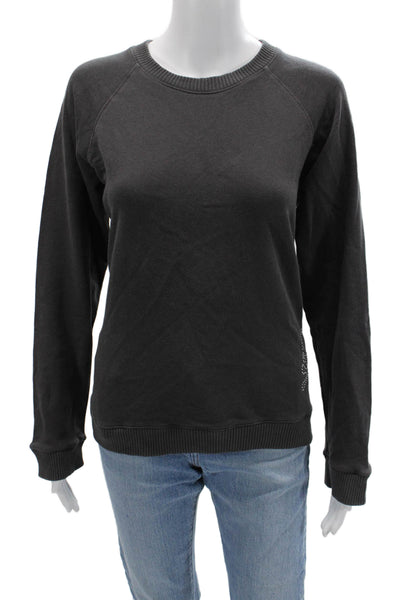 Monrow X Soul Cycle Women Pullover Sweatshirt Dark Gray 100%Cotton Skull Size M