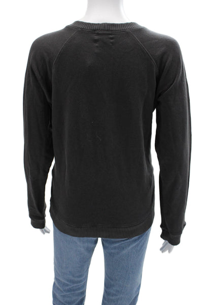 Monrow X Soul Cycle Women Pullover Sweatshirt Dark Gray 100%Cotton Skull Size M