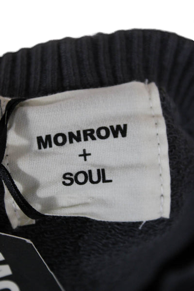Monrow X Soul Cycle Women Pullover Sweatshirt Dark Gray 100%Cotton Skull Size M