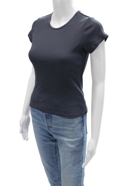 All Access Women Cropped Basic Dark Gray Short Sleeve T-Shirt Size S