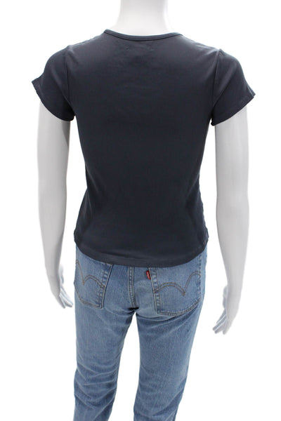 All Access Women Cropped Basic Dark Gray Short Sleeve T-Shirt Size S
