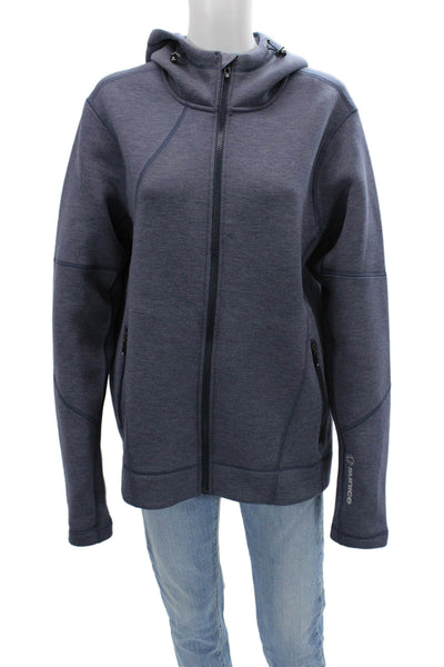 Sunice Men Full-Zip Hoodie Dark Blue Drawstring High Neck Long Sleeve Size M