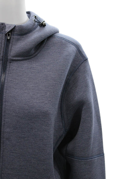 Sunice Men Full-Zip Hoodie Dark Blue Drawstring High Neck Long Sleeve Size M
