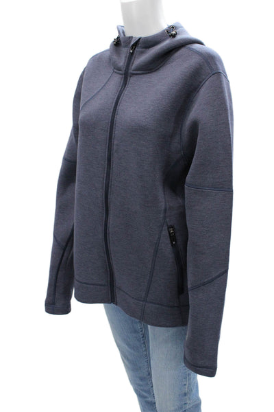 Sunice Men Full-Zip Hoodie Dark Blue Drawstring High Neck Long Sleeve Size M