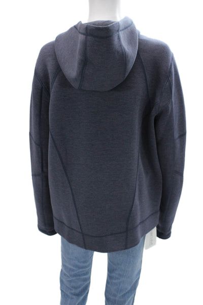 Sunice Men Full-Zip Hoodie Dark Blue Drawstring High Neck Long Sleeve Size M