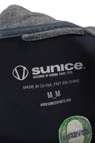 Sunice Men Full-Zip Hoodie Dark Blue Drawstring High Neck Long Sleeve Size M