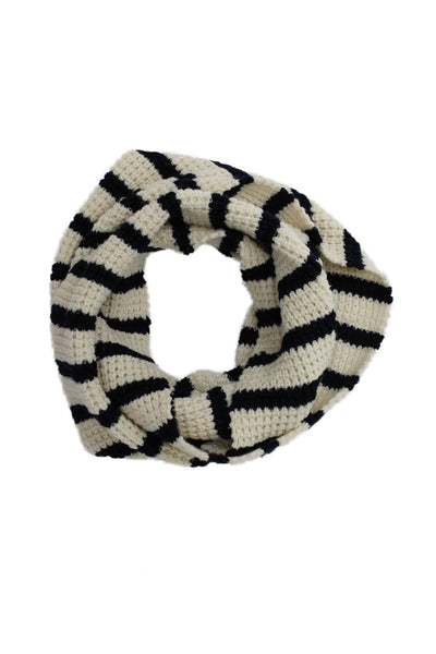 J Crew Unisex Adults Wool Knit Striped Infinity Scarf Beige Size OS