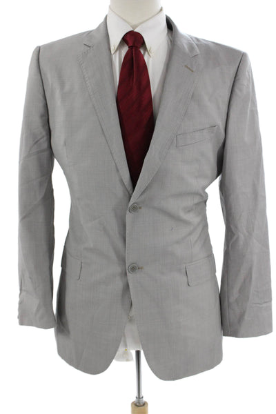 Calvin Klein Collection Mens Checked Wool Suit Jacket Gray Button Size 42